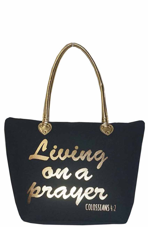 Living On A Prayer Black Tote