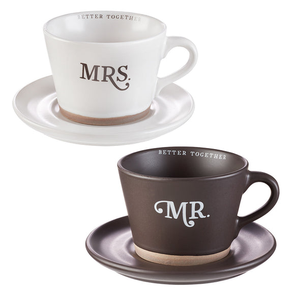 Better Together Mr. & Mrs. Coffee Mug and Saucer Set