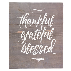 Thankful Grateful Blessed Wall Art Plank